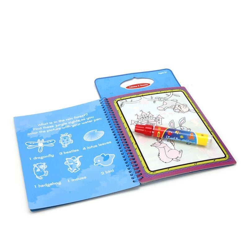Kids Magic Water Drawing Book Coloring Doodle Animal Painting Board w/ Magic Pen