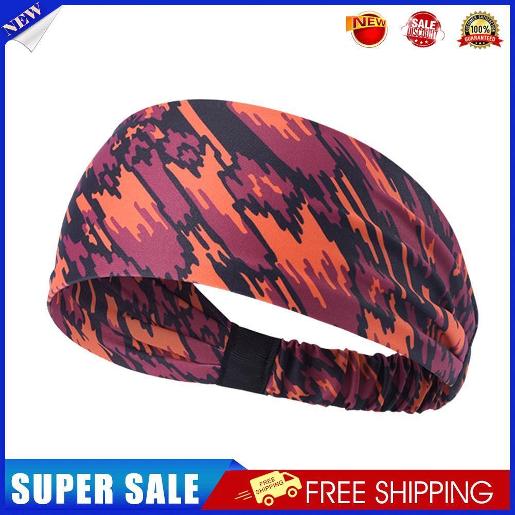 Printed Lycra Yoga Headband Bandanas Fitness Hair Band Headdress (Red)