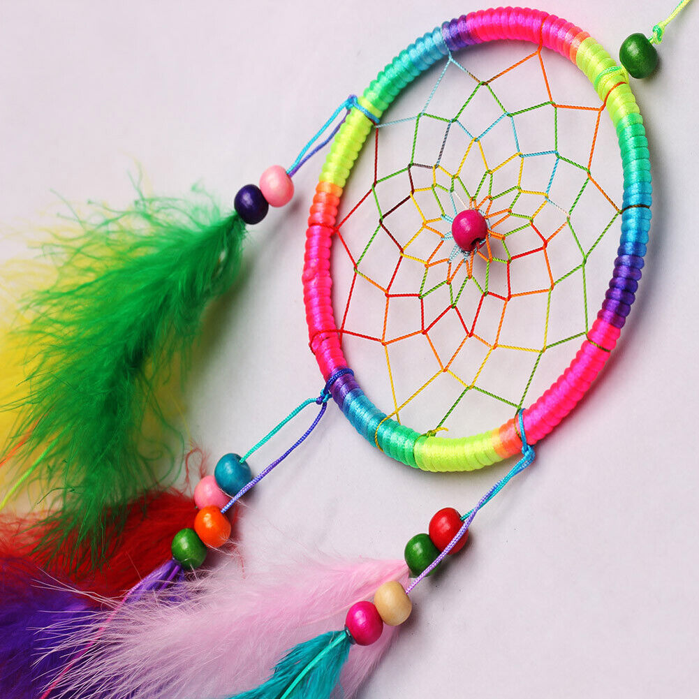 Colorfull Dream Catcher Feather Crafts Handmade Home Hanging Gifts