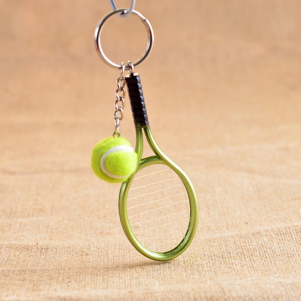 2Pcs  Baseball   Racket Keychains Creative Spit Keyring