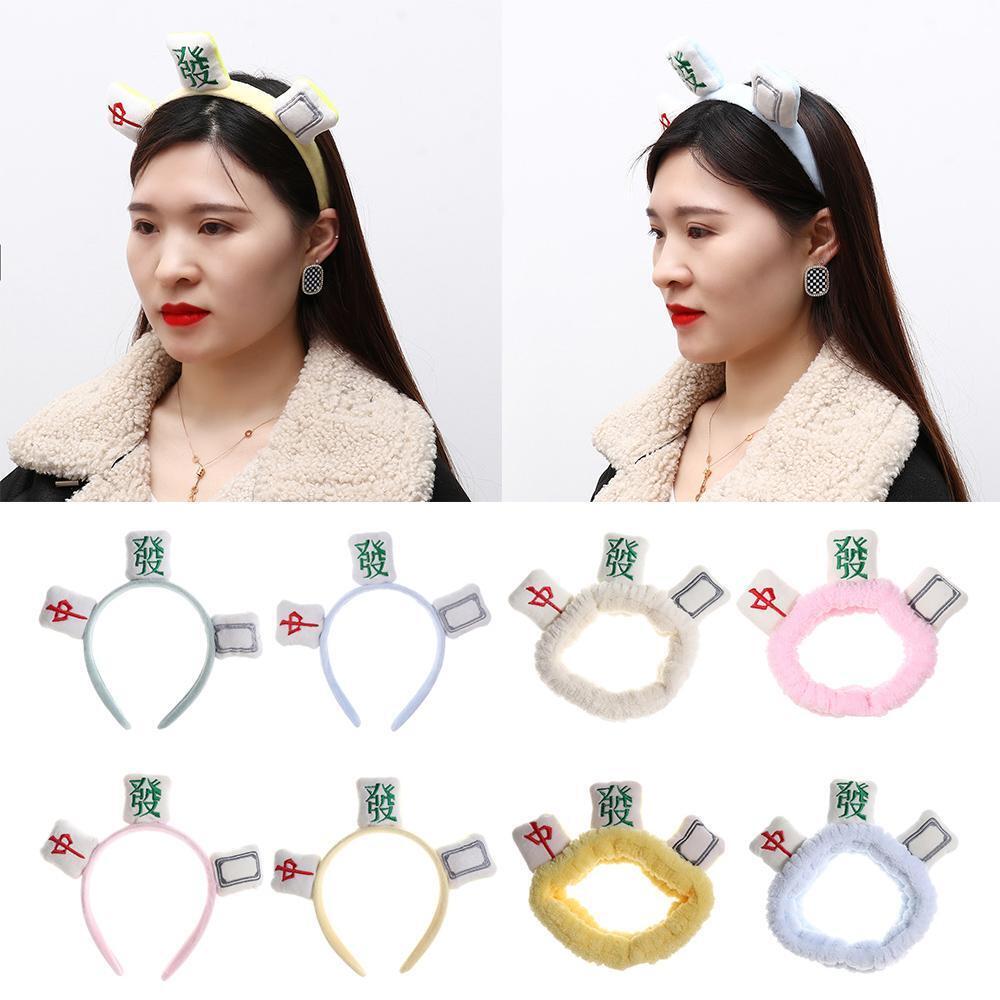 Cute Mahjong Hairband Hair Hoop Face Wash Tiara Make a Fortune Headdress