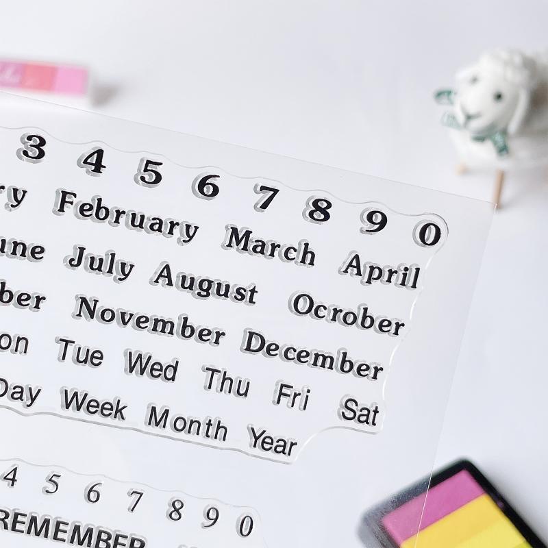 Words Calendar Clear Stamps Week Month January December Monday Sunday Numbers