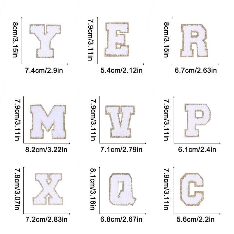Towel Embroidered English Letter Patches 26Pcs Polyester Alphabet Patch