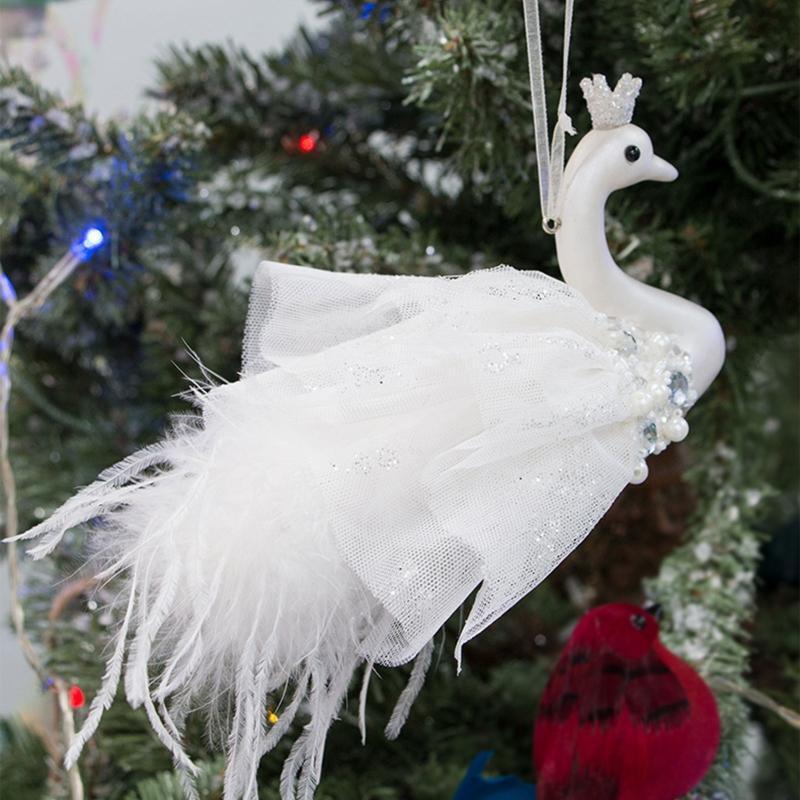 Christmas Swan Pendant Set of 2 Elegant Winter  Front Door Window Decor
