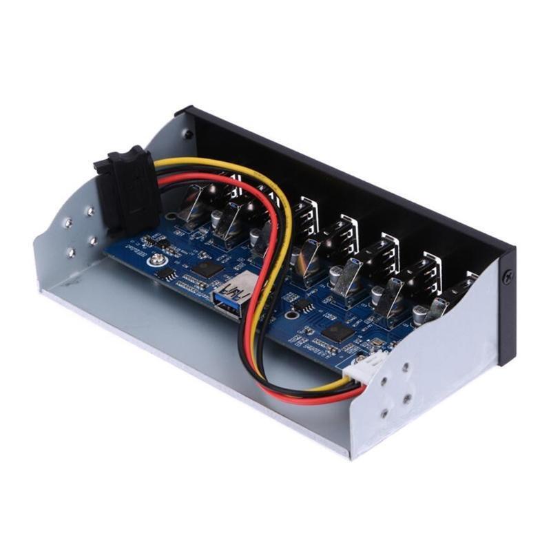 7-Port USB 3.0 Front Panel USB Hub with 60 cm Cable, Metal Front Panel USB Hub