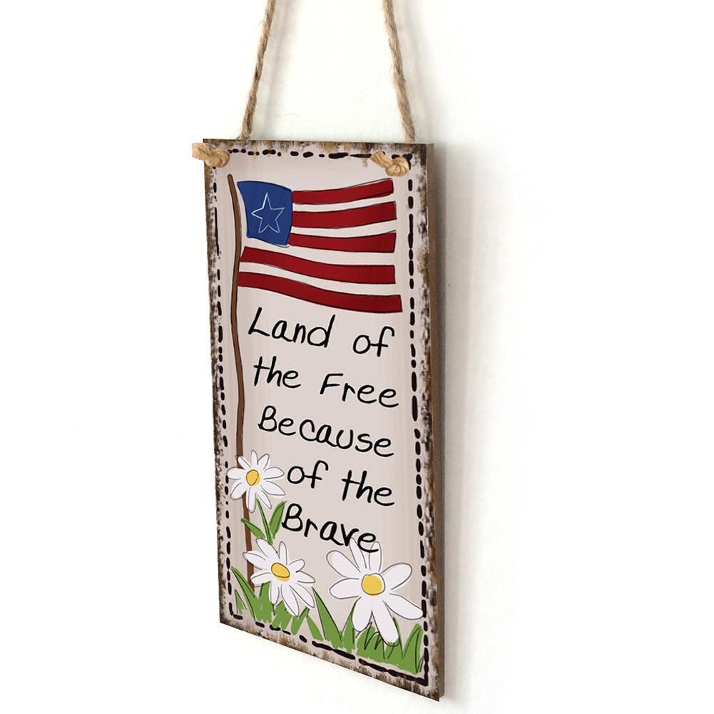 Wooden Hanging Flower Sign Board Independence Day Wall Crafts (JM01413)