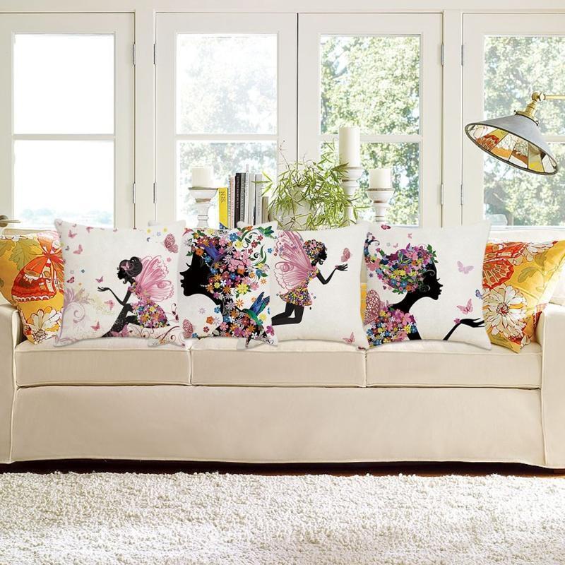 Set of 4 Spring Flower Decorative Throw Pillow Covers Cushion Cases 18 x 18 Inch