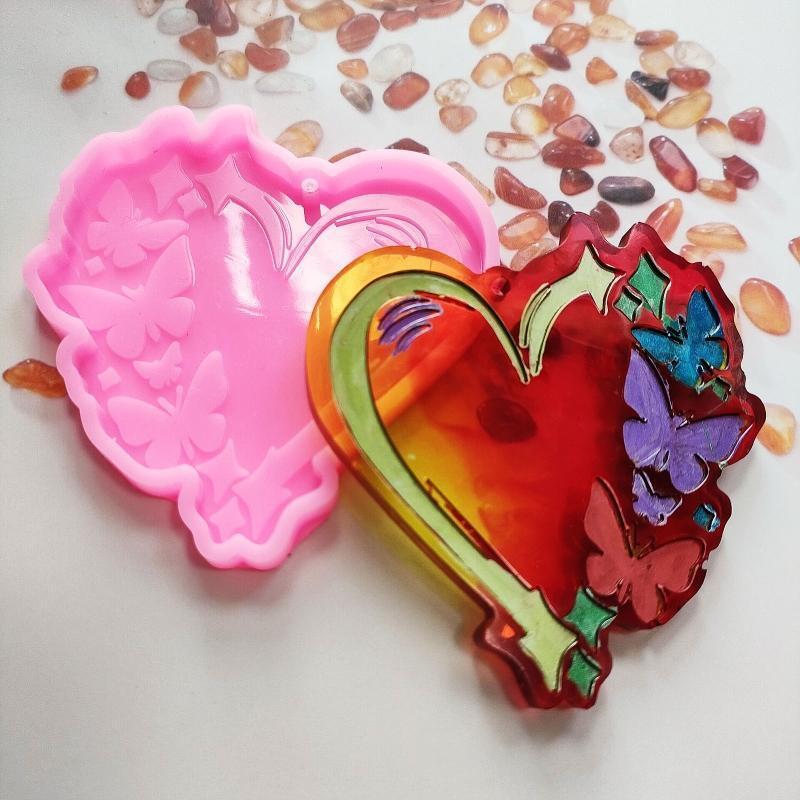 Heart Shape Keychain Mould Crystal Epoxy Creative Silicone Mould Love Gift