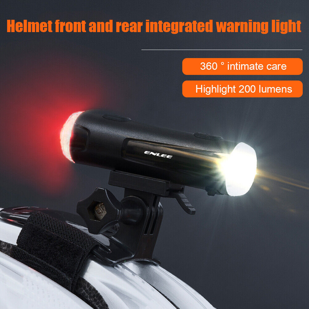 ENLEE Bicycle Helmet Light USB MTB Waterproof Front Rear Light Flashlight