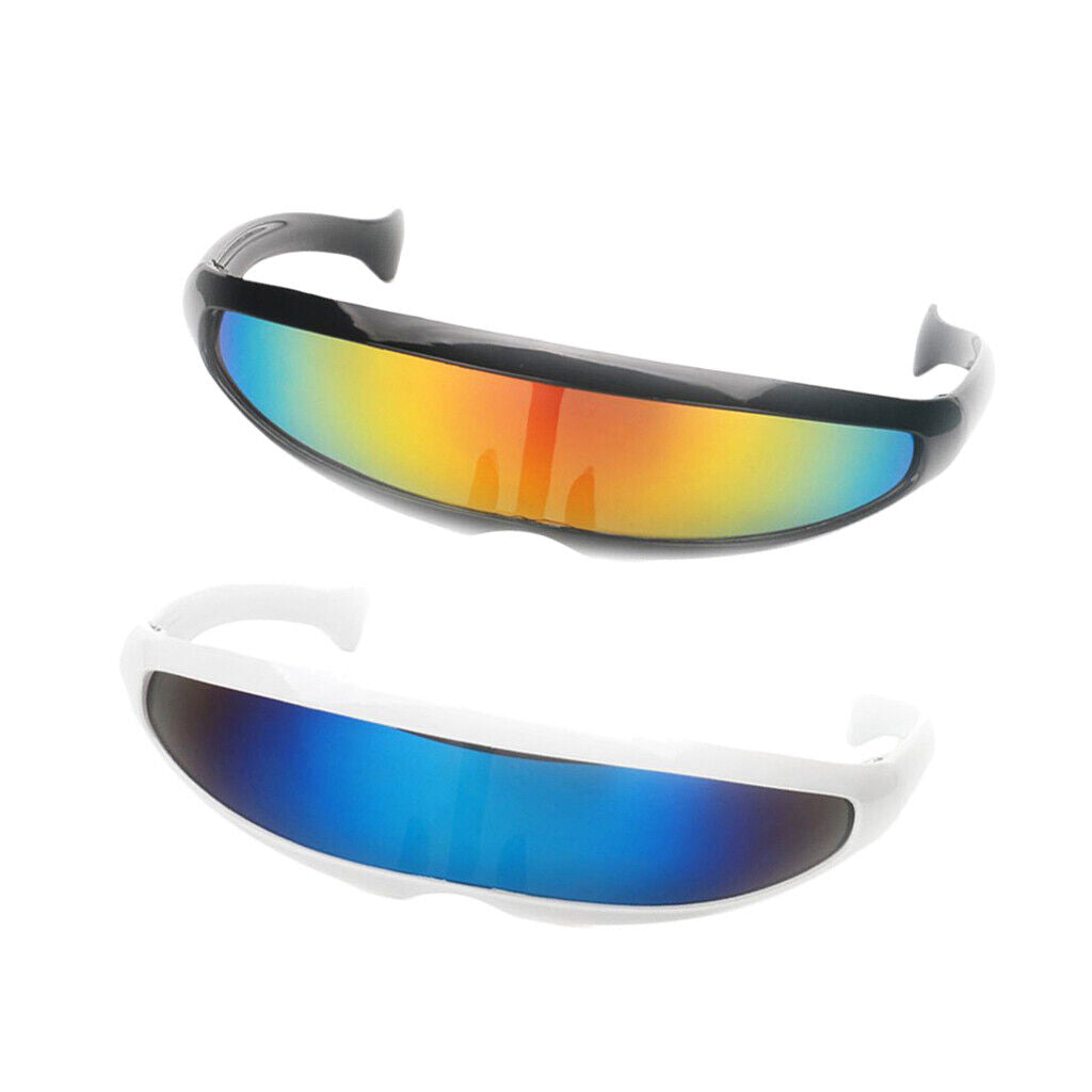 2x Futuristic   Mirrored Sunglasses Narrow  Shield Glasses