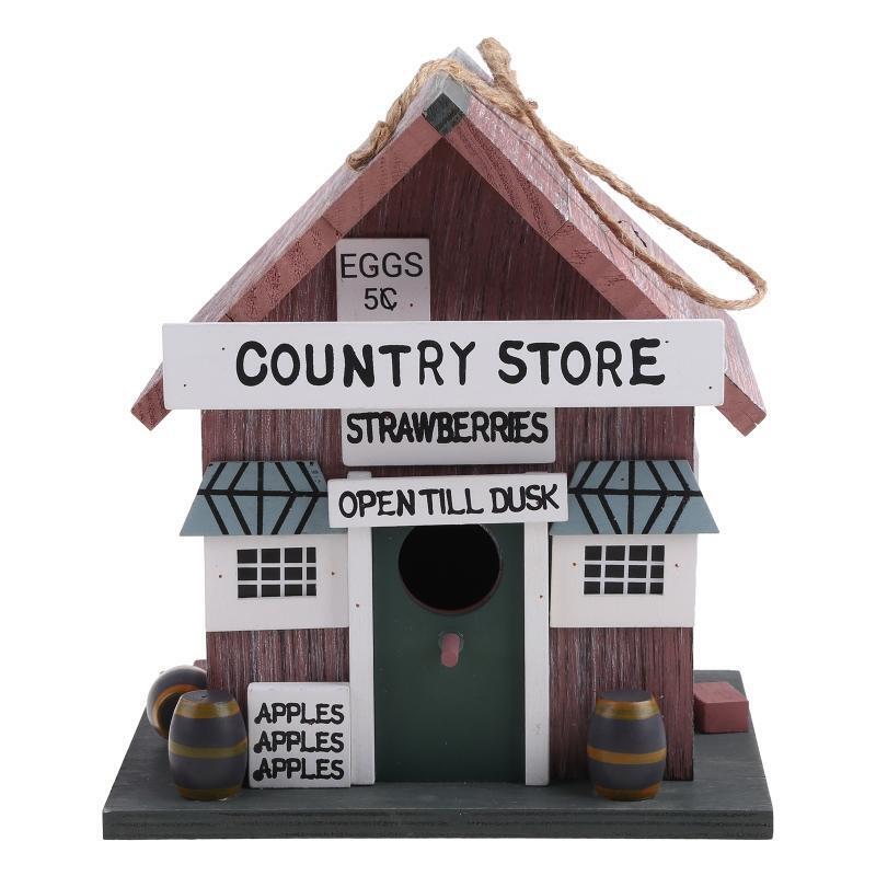 Small Bird House for Outdoor Hanging Natural Wood Outside Garden Patio Decor