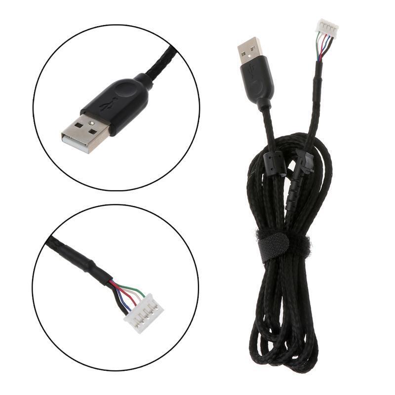 Mouse Replacement Parts Durable Black Nylon Braided Line USB Cable Fit for G502