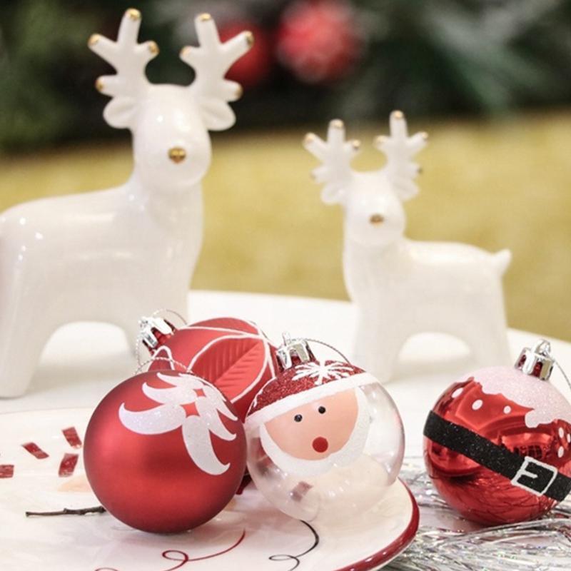 9pcs 6cm Plastic Ball Christmas Ornament Xmas Tree Hanging Pendant Desktop Decor