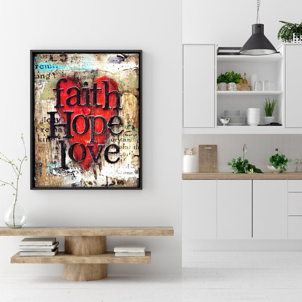 Faith Hope Love Full Round Drill 5D Diamond Painting Living Room Wall Decor