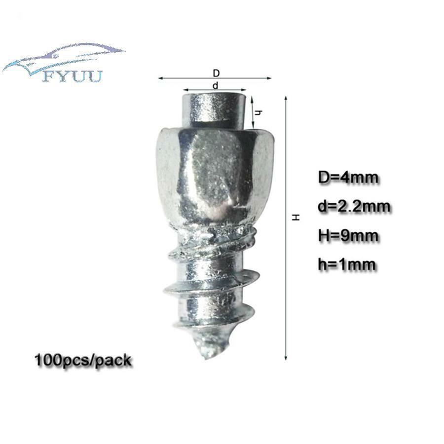 100pcs Winter 9mm Tire Snow Non-slip Screw Chain Spike W/Tool For Car Motorcycle