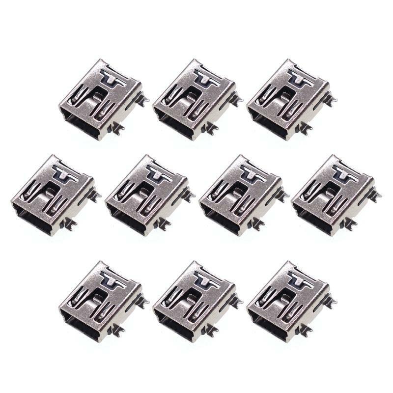 10PCS Mini USB SMD 5Pin Female USB Socket Connector Plug Metal 4 Legged Plug
