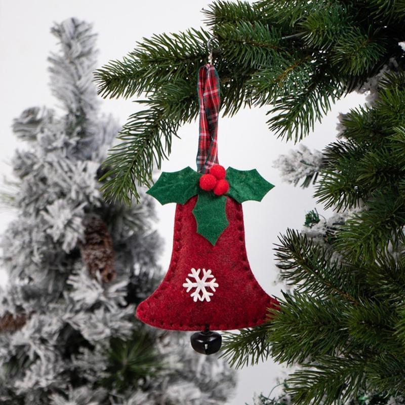 6pcs Mini Christmas Tree Pendants Decoration Xmas Bell Deer Elk Hanging Ornament