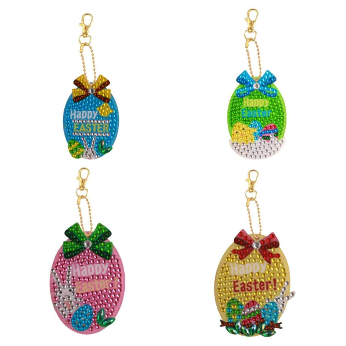 9 Count DIY Easter Egg Bunny  Keychains Set Hanging Ornament