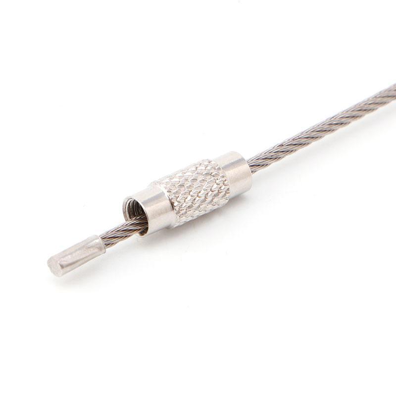 Lot Outdoor Hiking Screw Lock Stainless Steel Key Ring Chain Wire Rope Cable