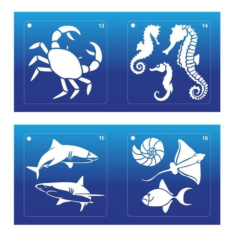 16 Pcs Big Marine Life DIY Layering Stencils Painting Album Decorative Template