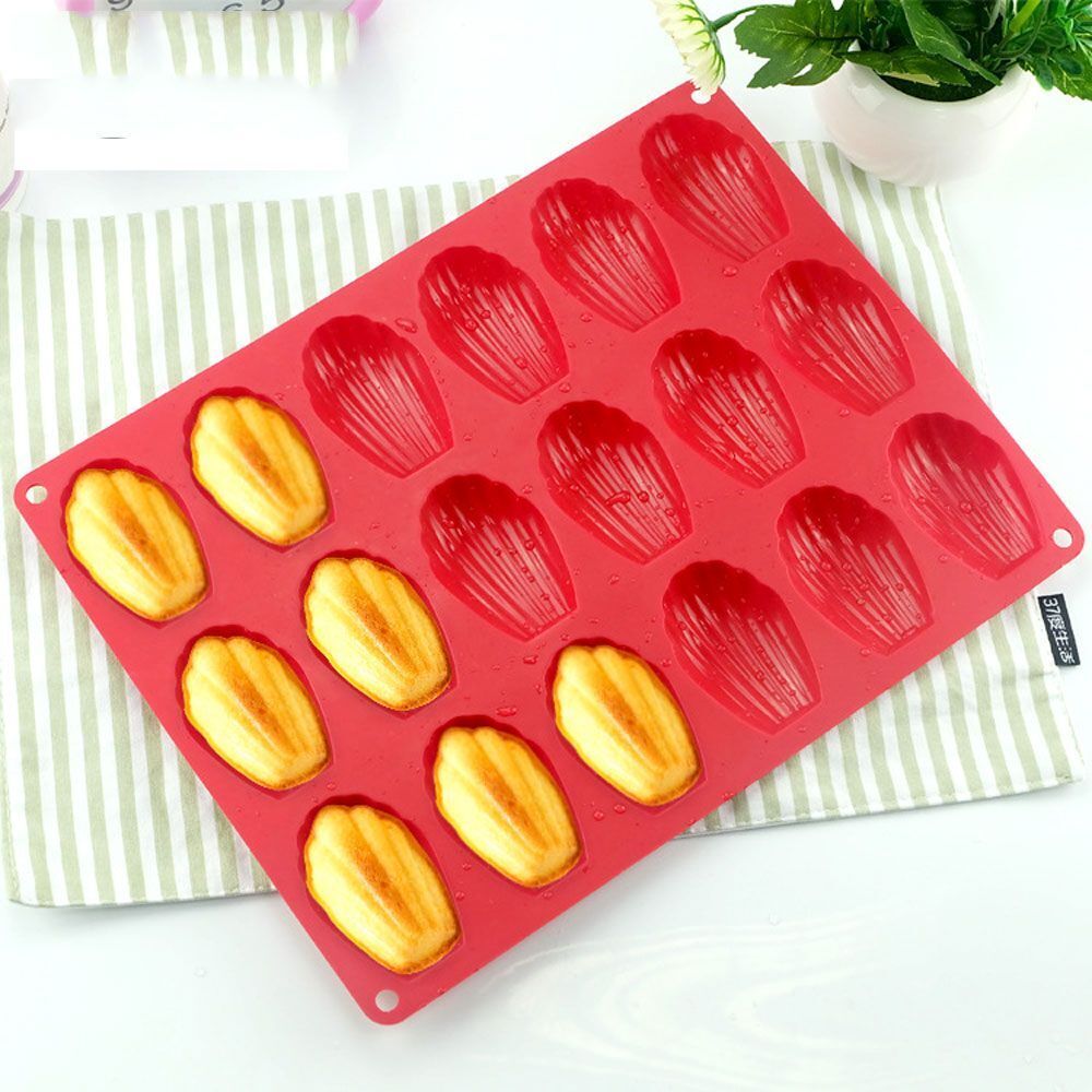 Biscuit Brick Red Cookie Shell Shape Madeleine Silicone 18 Cavity Cake Mold