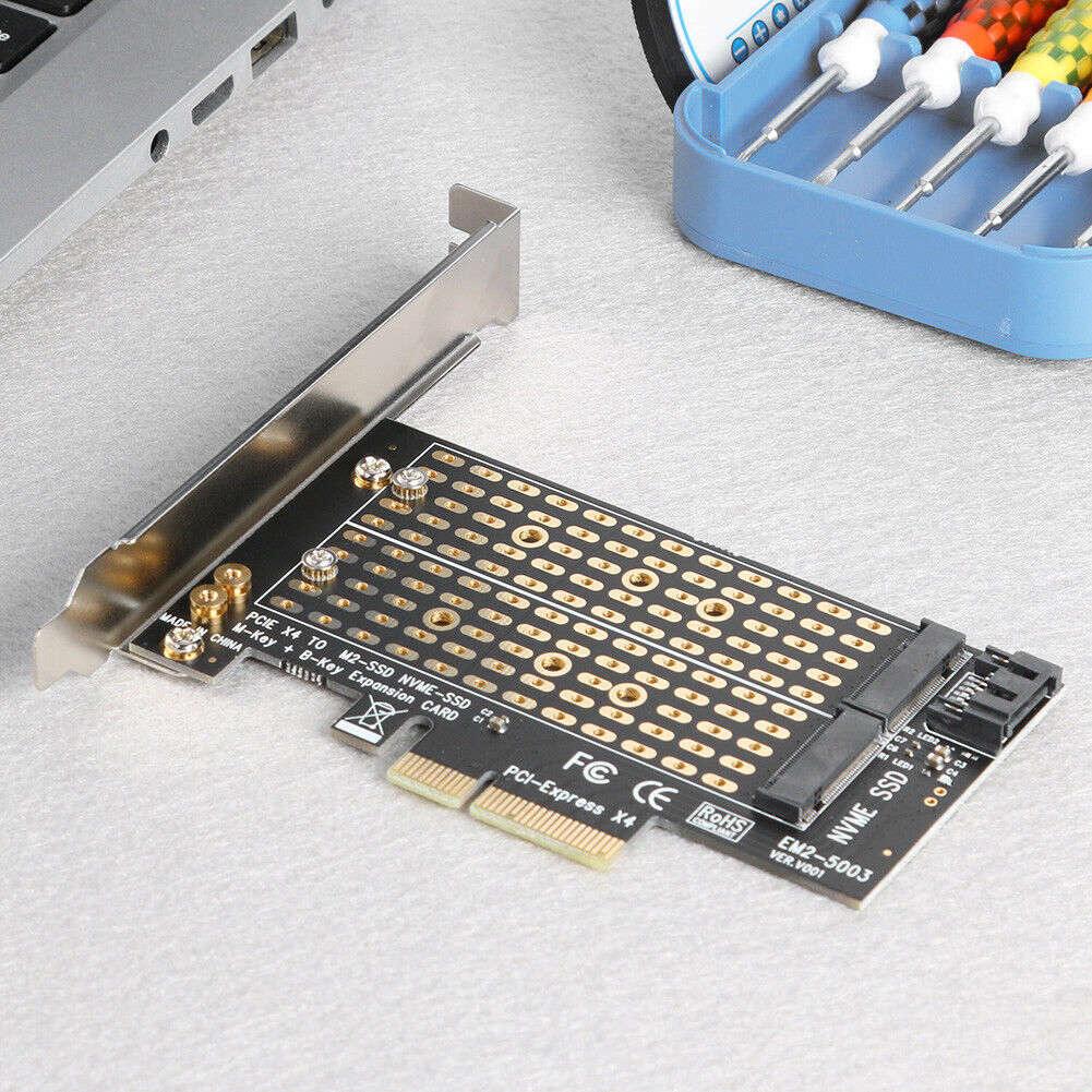M.2 NVME to PCIE Adapter M+B Key SSD to PCI-E 3.0 X4 SATA Expansion Card