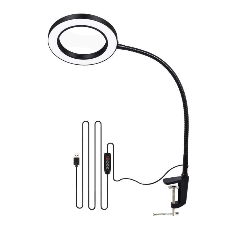 Magnifying Glass Desk Lamps 5X LED Magnifier Lamp with 3 Modes & 11 Dimming