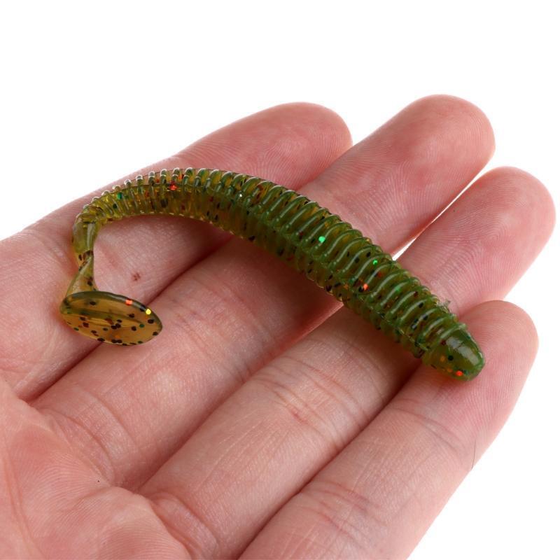 10pcs/set Fishing Lures Worm Soft Silicone T Tail Swimming Bass Bait 8.5cm 2.4g