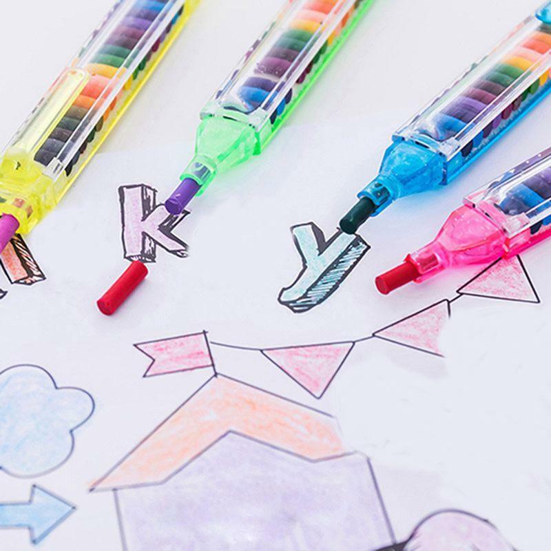 2 Pcs Paint Drawing Crayon Pen 20 Colors Kids DIY Graffiti Pencil Children Art