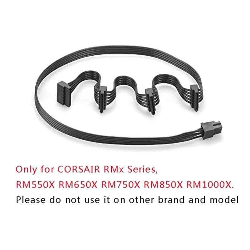 PCIE 6Pin Male 1 to 4 Sata Female Power Supply Splitter Cable for Corsair RM650X