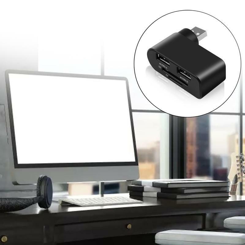USB2.0 Hub Splitter Docking Station Dual USB 480Mb Splitter SD TF Card Reader