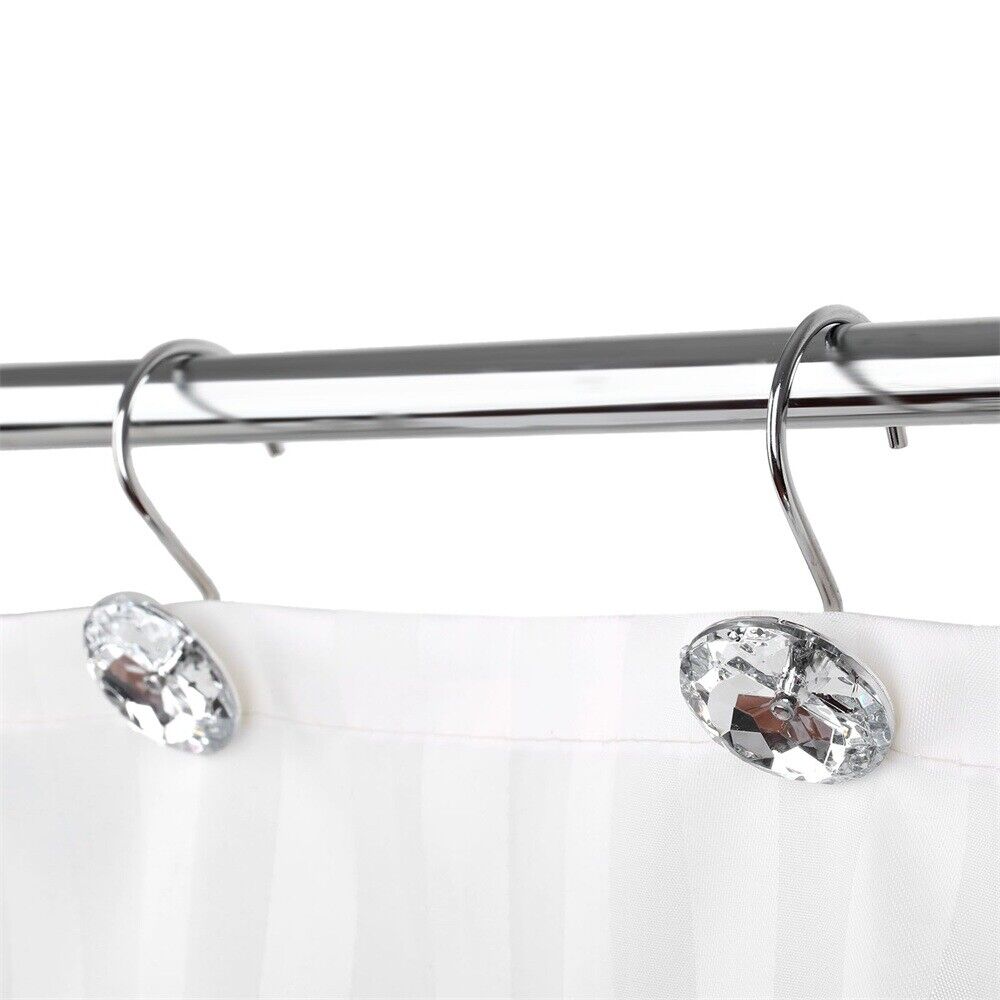 Metal Acrylic Bathroom Shower Rhinestone Shape Curtain Round Bling Glide Rings