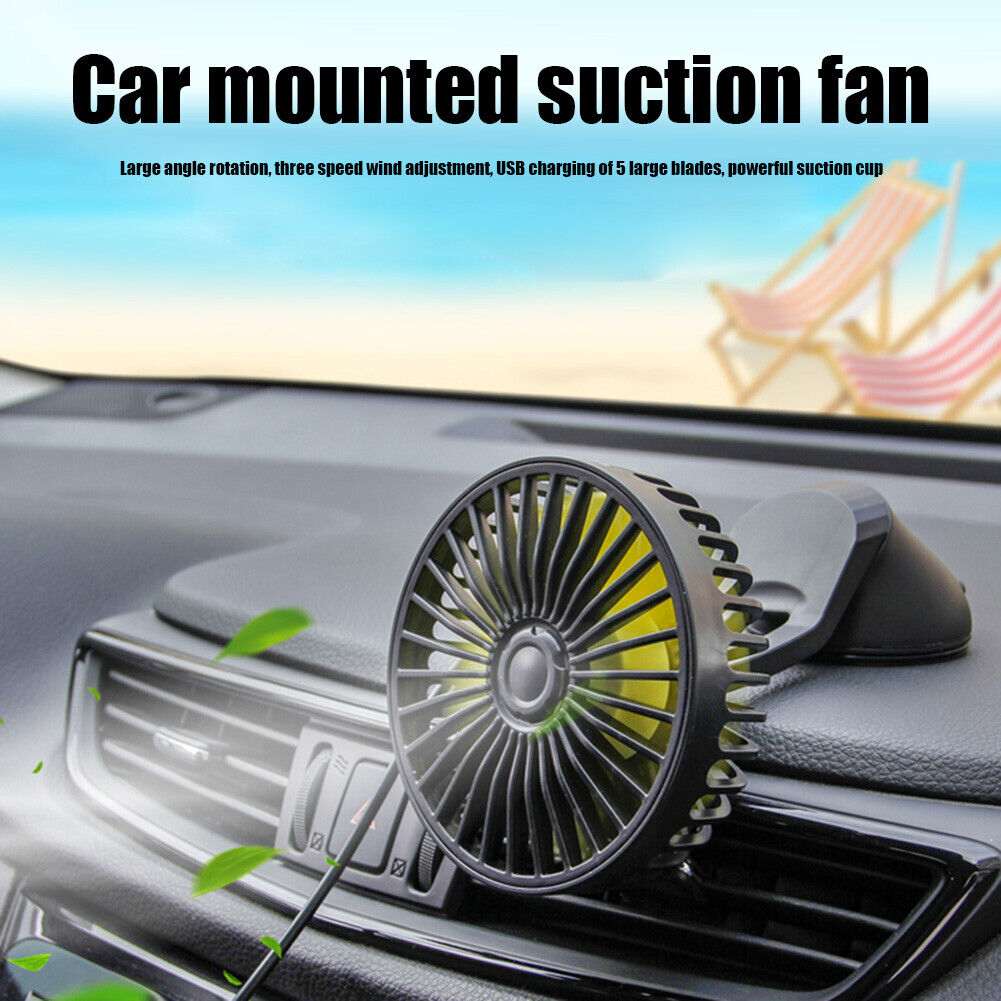 F402 Car Truck Fan with Suction Cup USB Powered 3-Speed Dashboard Desk Fan