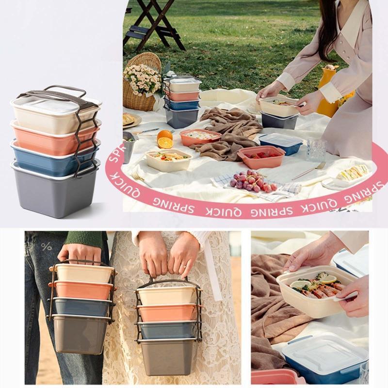 4 Layer Bento Boxes Microwave Dinnerware Food Storage Container Lunchbox Durable