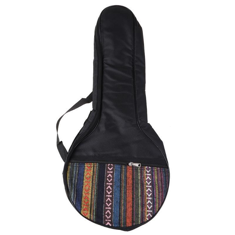 25in 4-Strings Banjo Bag Ethnic Style Musical Ukulele Tote Case Cotton Backpack