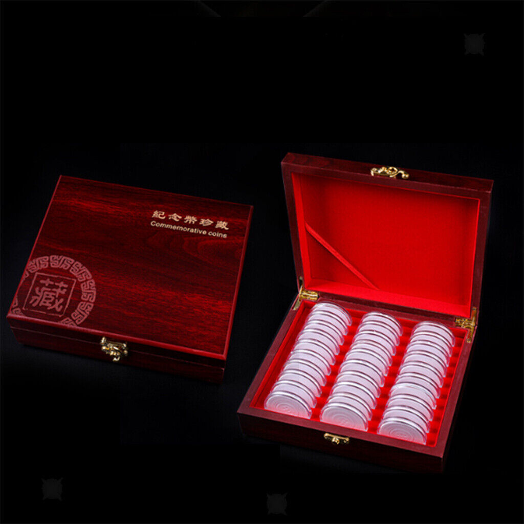 2Pcs Wooden  Box Holder Display Case for 46mm /Medals 30  Storage