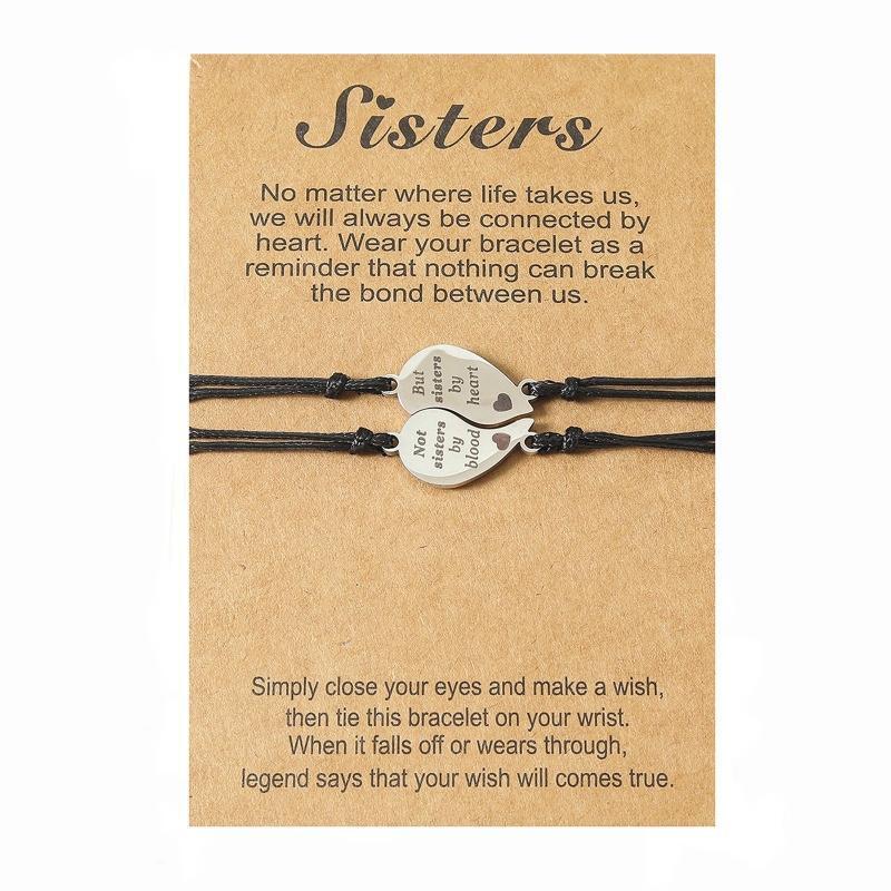 1 Pair Best Friends Matching  Heart Bracelets Set Sisters Twins Stainless Steel