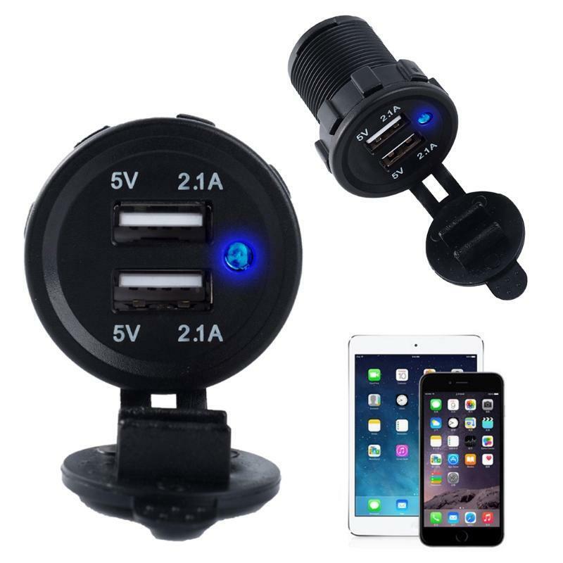 5V 2.1A Waterproof Dual USB Boat Motorcycle Car Charger Power Adapter Socket