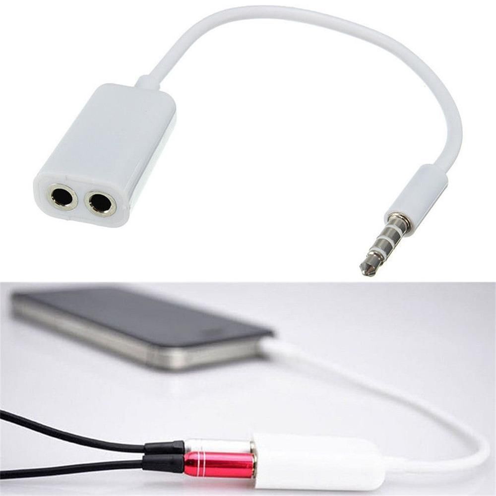 Stereo 3.5mm Headphone Y Splitter White Audio Cable 1 Male To 2 Female