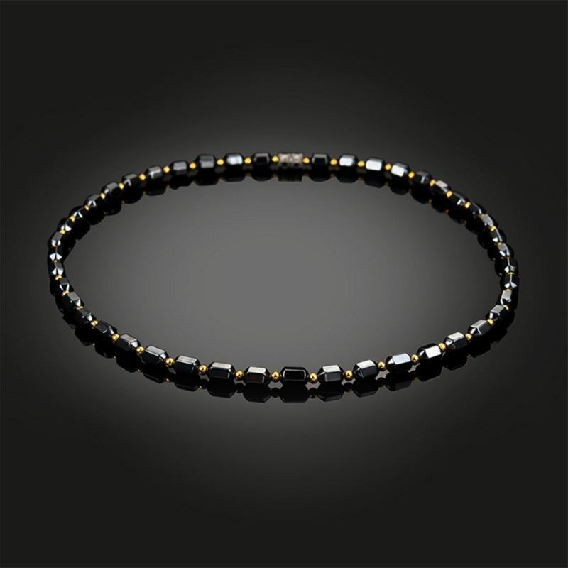 Black Necklace w/ Magnetic Therapy Hematite Necklace Pain Relief Jewelry Beads