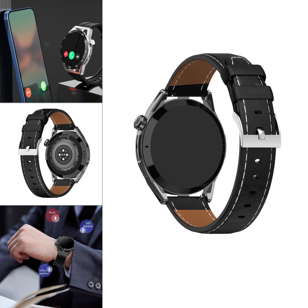 Watch with Slot Waterproof Sleep Tracking Black PU Strap