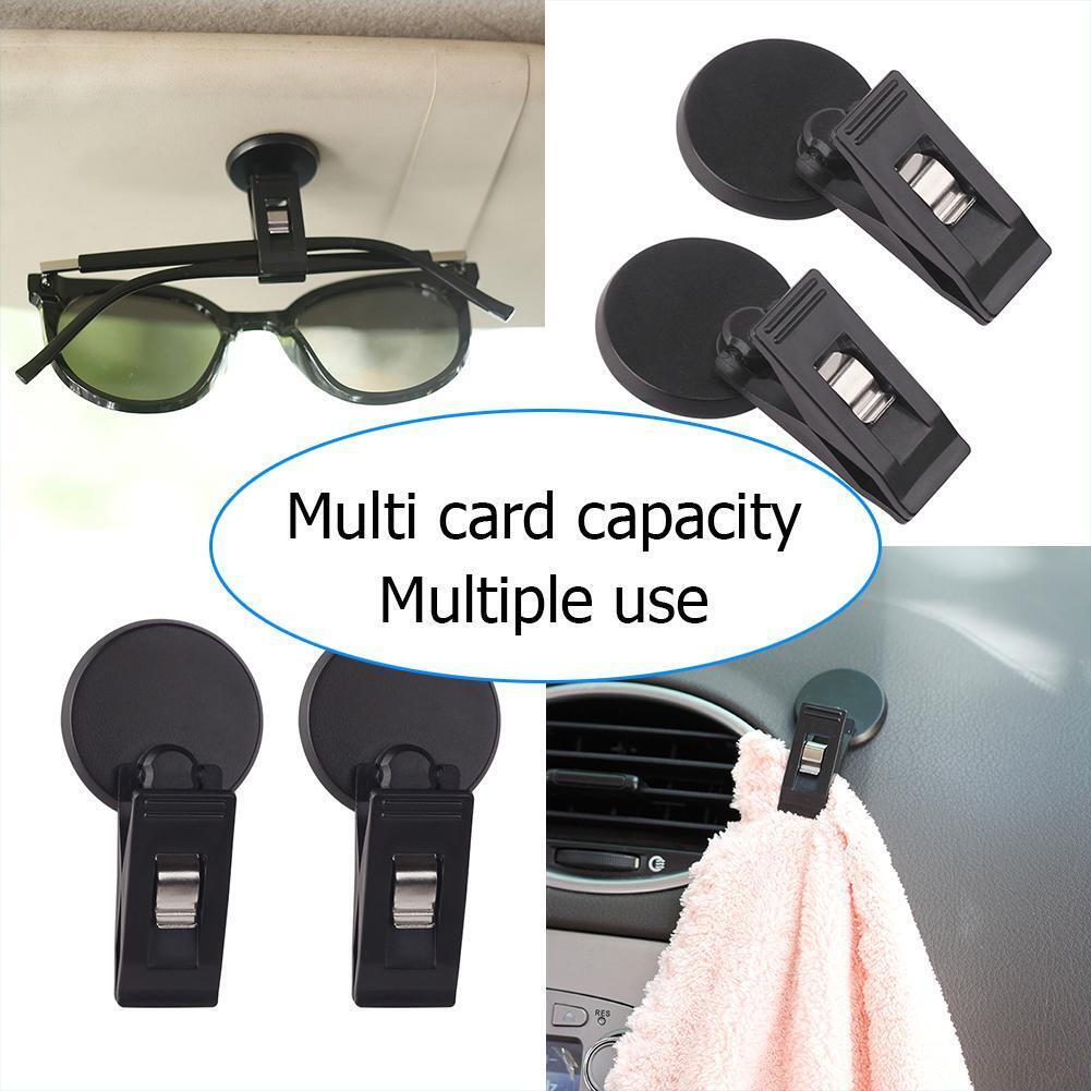 2x Car Suction Cap Clips Removable Holder for Sunshade Curtain Card Ticket