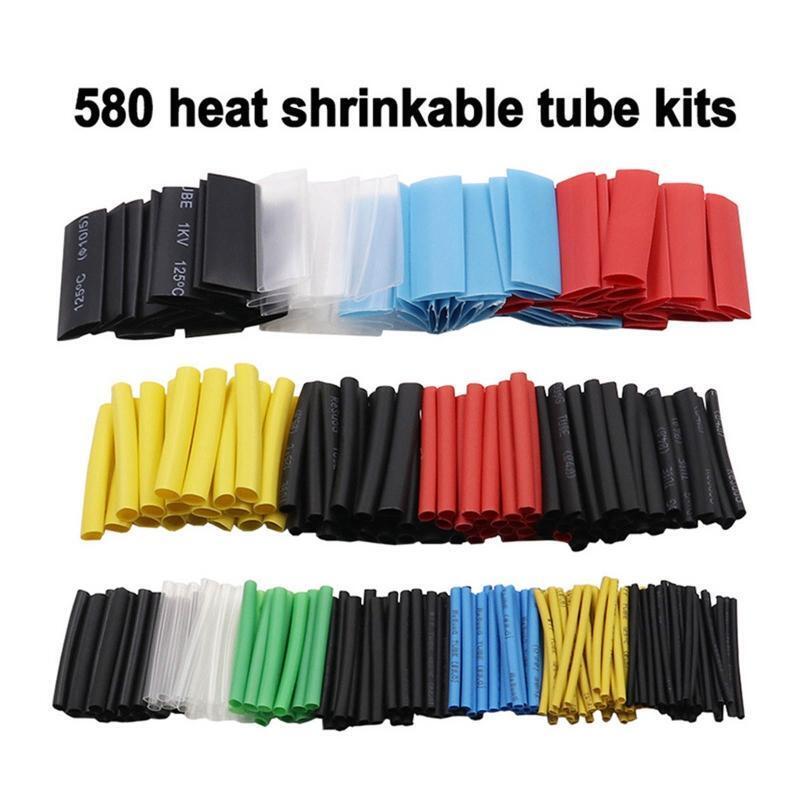 580 Pcs Heat Shrink Tube Wire Wrap Cable Sleeve Assortment Kit Insulation Tube
