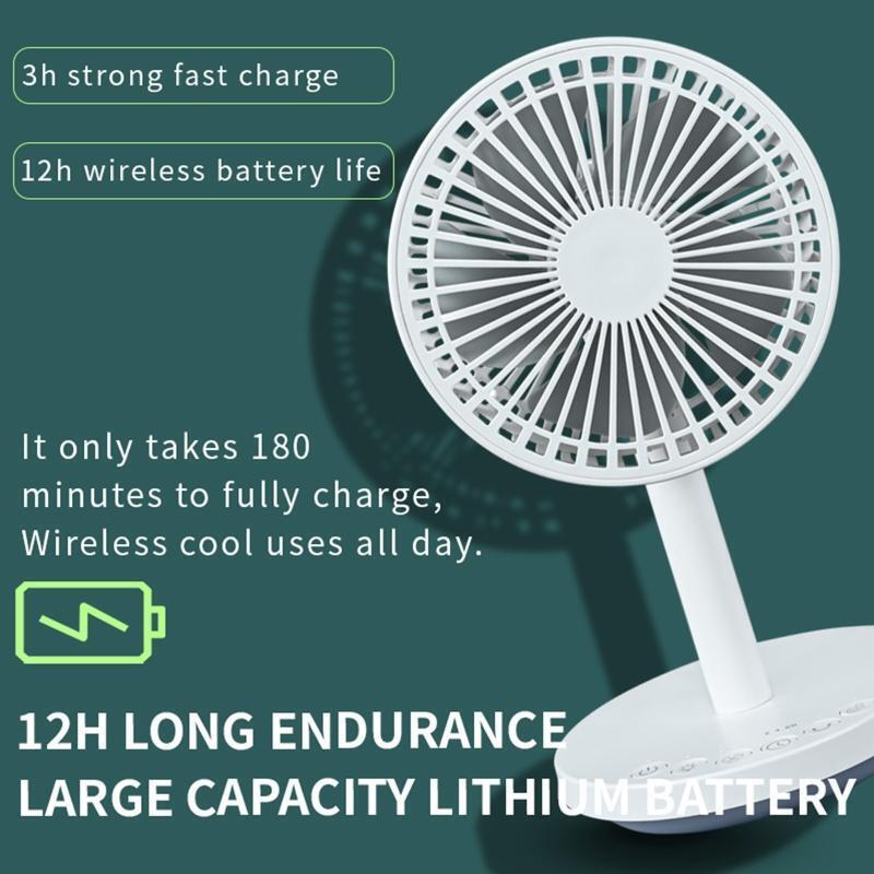 Mini Desk Fan Strong Airflow Quiet Portable Fan for Desktop Office 6 Speeds