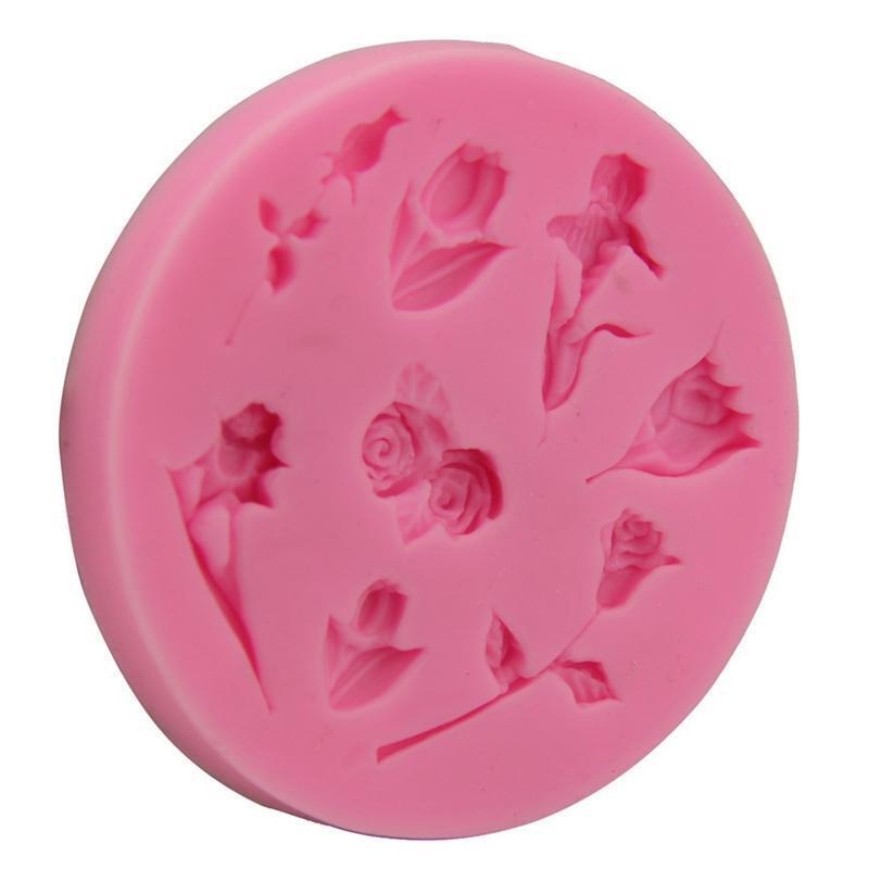 Exquisite Flower Mold Craft Cake Chocolate Clay Tulip Decorating Family Safe