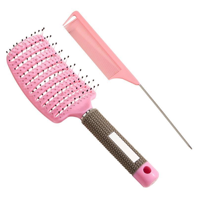 2pcs Detangling Hair Brushes Hollow Out Wet Dry Detangler Scalp Massage Comb