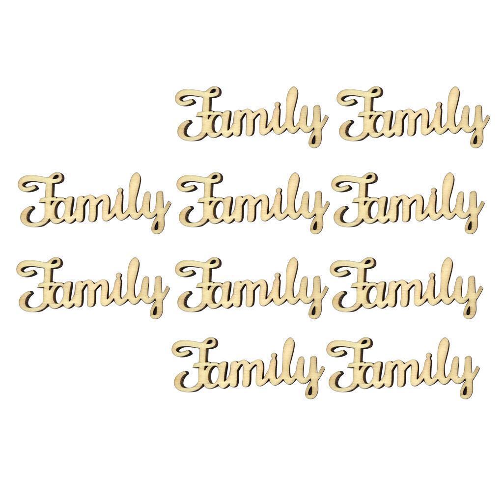 10x  Engraved Family Embellishments Decorative Unfinished Crafts
