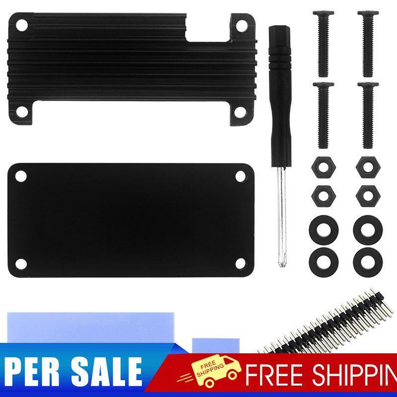 For Raspberry Pi Zero 2W Aluminum Shell Kit w/Vertical Pin Header (Black A)