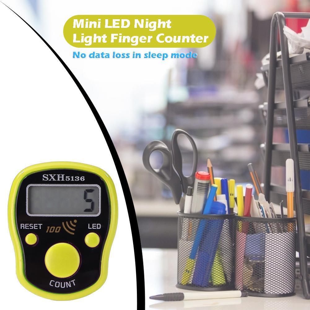 0-99999 LCD Finger Counter LED Luminous Electronic Tally Counter (Yellow)