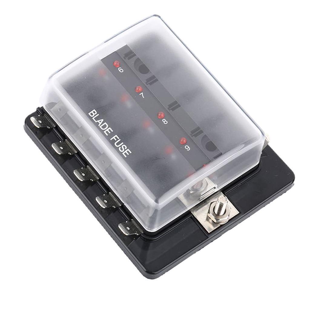 Fuse Box Blade Fuse Block Holder LED Indicator Waterpoof Cover for Automotive